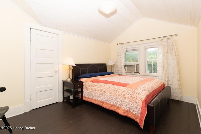 2309 Payne St, Louisville, KY 40206 - bedroom featuring dark wood-style flooring, cooling unit, and vaulted ceiling