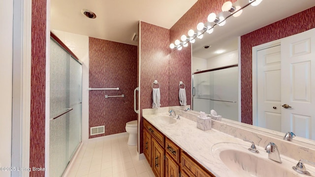 1810 Bainbridge Row Dr, Louisville, KY 40207 - full bath featuring a shower stall, double vanity, and tile patterned flooring