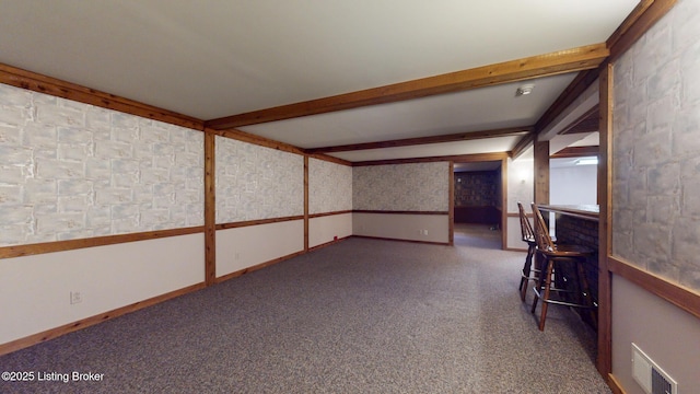1810 Bainbridge Row Dr, Louisville, KY 40207 - carpeted spare room with a dry bar and beamed ceiling