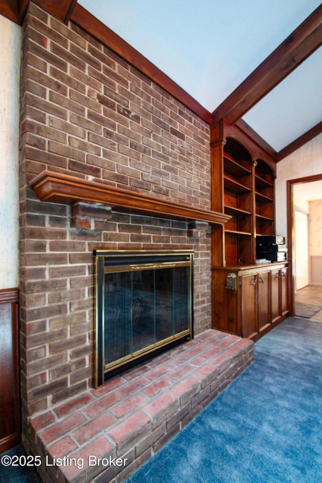 1810 Bainbridge Row Dr, Louisville, KY 40207 - unfurnished living room featuring a fireplace and carpet floors