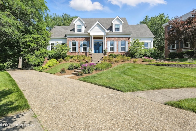 1375 Waxwing Pl, Louisville, KY 40223 - cape cod home featuring brick siding, a front yard, and roof with shingles
