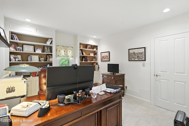 1375 Waxwing Pl, Louisville, KY 40223 - office with light colored carpet, recessed lighting, and built in shelves