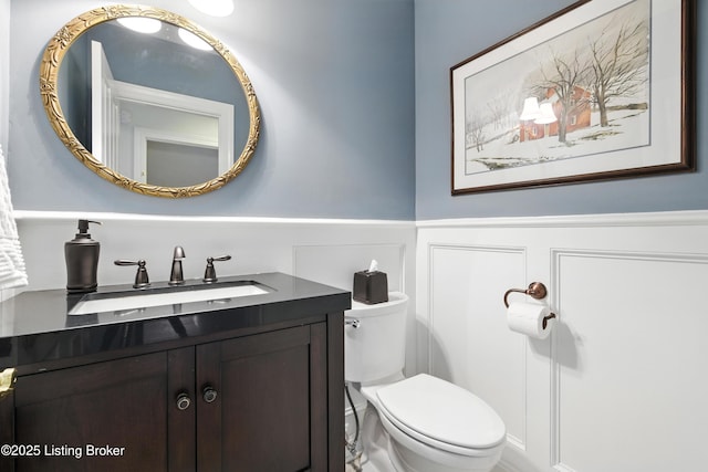 1375 Waxwing Pl, Louisville, KY 40223 - bathroom with vanity, wainscoting, and a decorative wall