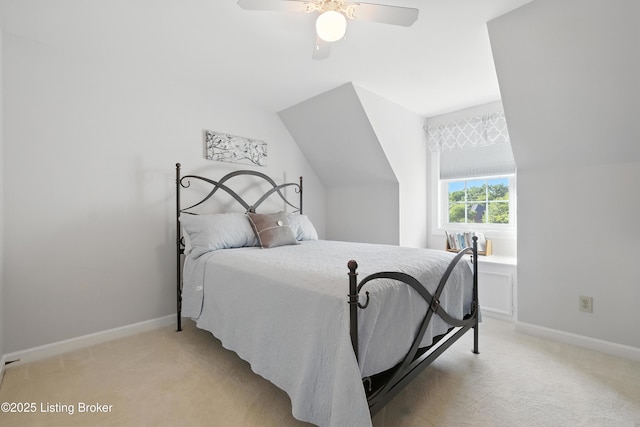 1375 Waxwing Pl, Louisville, KY 40223 - bedroom featuring light colored carpet, vaulted ceiling, and a ceiling fan
