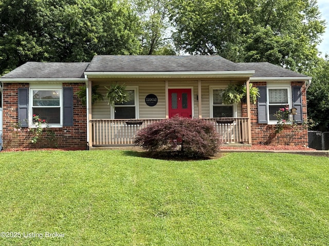 11902 Queen Annes Ct, Louisville, KY 40245 - view of front of property featuring brick siding, covered porch, and a front yard