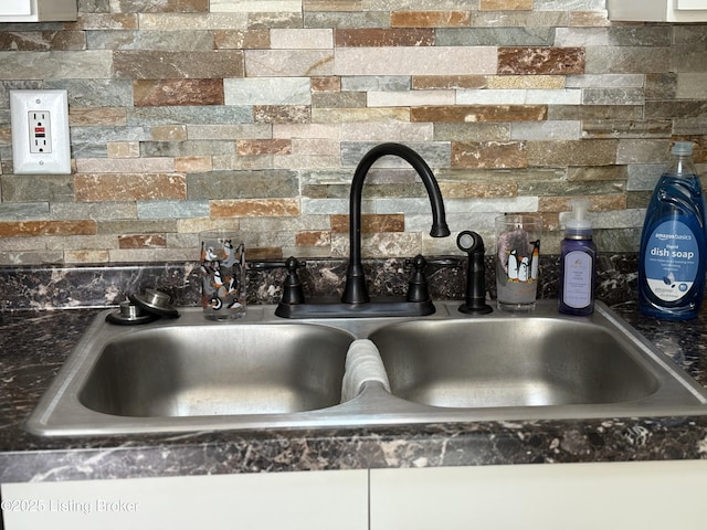 11902 Queen Annes Ct, Louisville, KY 40245 - kitchen view of tasteful backsplash, dark countertops, and white cabinetry