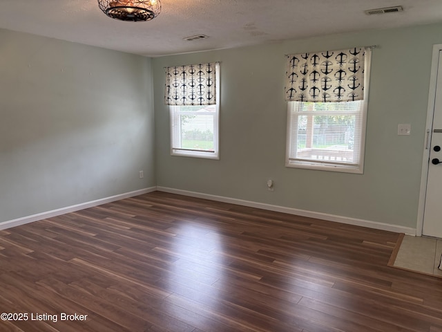 11902 Queen Annes Ct, Louisville, KY 40245 - unfurnished room with healthy amount of natural light, dark wood-style flooring, and a textured ceiling