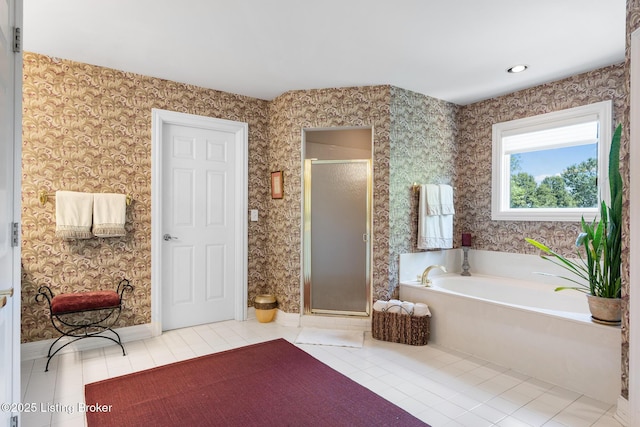 11731 Paramont Way, Prospect, KY 40059 - bathroom featuring tile patterned flooring, a stall shower, and a garden tub