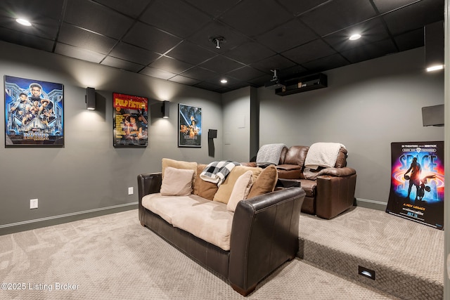 18007 Ellerslie Dr, Louisville, KY 40245 - cinema room with carpet flooring, a drop ceiling, and recessed lighting
