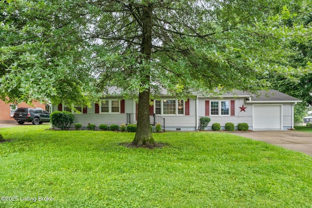 85 Joseph Ave, Cecilia, KY 42724 - view of front of home with driveway, a garage, a front yard, and crawl space