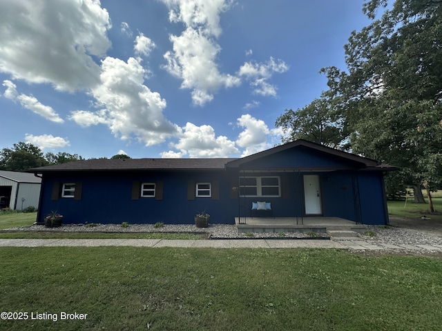 2130 Rabbit Run Rd, Vine Grove, KY 40175 - ranch-style home with a porch and a front yard