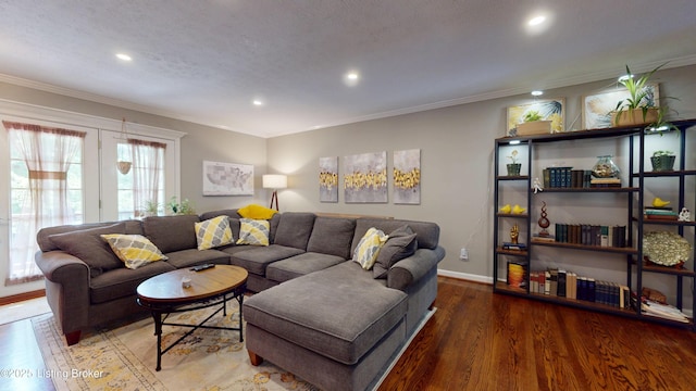5613 Harrods Cv, Prospect, KY 40059 - living area with recessed lighting, wood finished floors, and ornamental molding