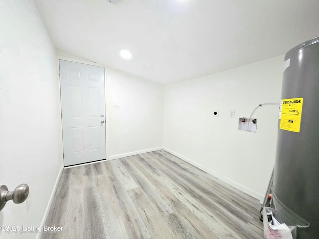 6910 Sylvania 4 Rd, Louisville, KY 40258 - laundry area featuring electric water heater, hookup for an electric dryer, wood finished floors, and hookup for a washing machine