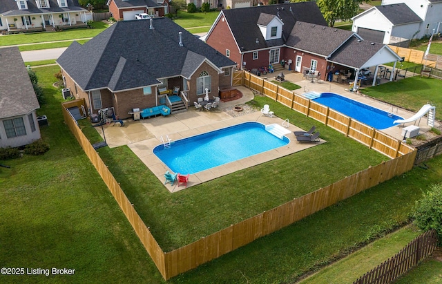5613 Grandel Blvd, Louisville, KY 40258 - view of pool with a water slide, a residential view, and a fenced backyard