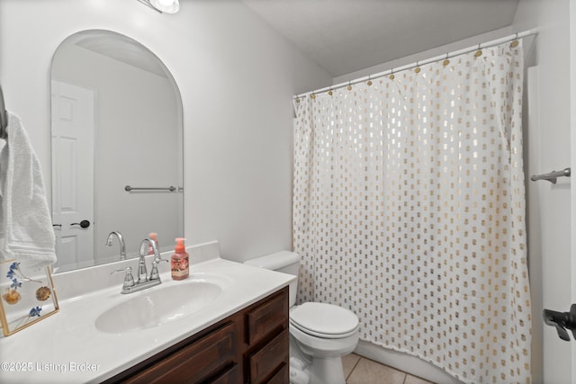 5613 Grandel Blvd, Louisville, KY 40258 - full bath with vanity, tile patterned flooring, and a shower with shower curtain