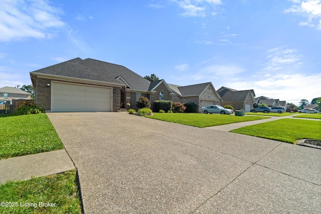 5613 Grandel Blvd, Louisville, KY 40258 - view of front of home with a garage, driveway, a front lawn, a residential view, and a shingled roof