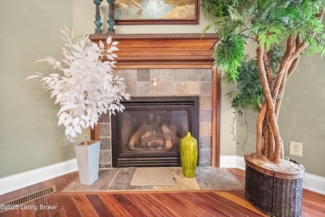 1126 Lagrange Rd, New Castle, KY 40050 - detailed view of wood finished floors and a tiled fireplace