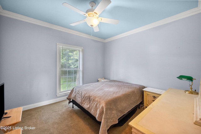 1126 Lagrange Rd, New Castle, KY 40050 - bedroom featuring ornamental molding, light colored carpet, and ceiling fan