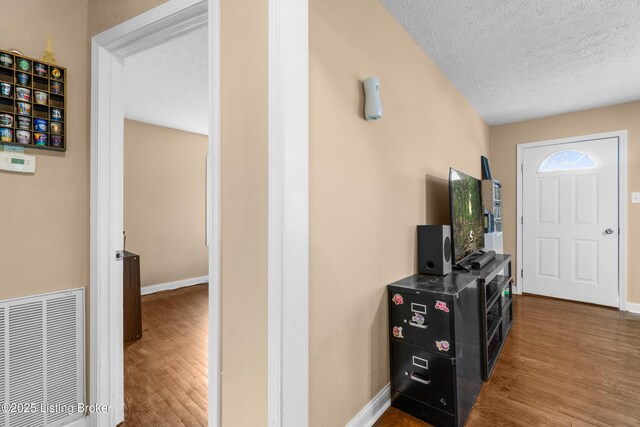 1255 Holy Cross Rd, Loretto, KY 40037 - entryway featuring wood finished floors and a textured ceiling