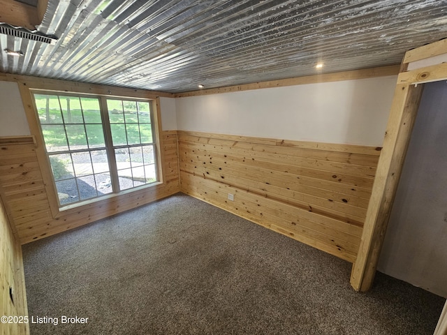 409 Woodhaven Ln, Leitchfield, KY 42754 - carpeted empty room featuring wooden walls