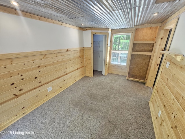 409 Woodhaven Ln, Leitchfield, KY 42754 - carpeted spare room featuring wood walls, recessed lighting, and wainscoting