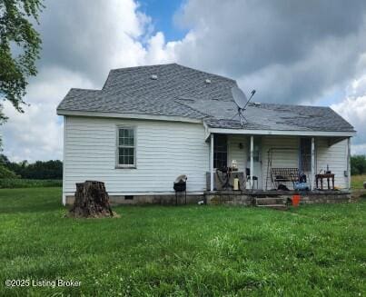 1519 Cook Rd, Cynthiana, KY 41031 - rear view of house with a porch, a lawn, and crawl space