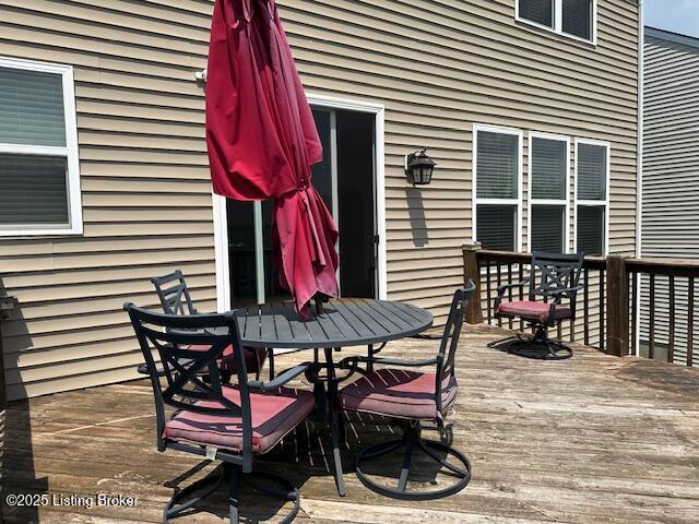 9006 Big Boulder Dr, Louisville, KY 40291 - wooden terrace featuring outdoor dining space
