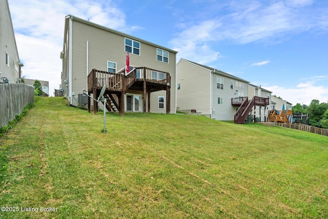 9006 Big Boulder Dr, Louisville, KY 40291 - rear view of house with stairway and a wooden deck
