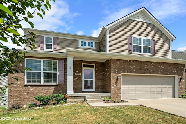 9006 Big Boulder Dr, Louisville, KY 40291 - traditional-style home with an attached garage, driveway, and brick siding