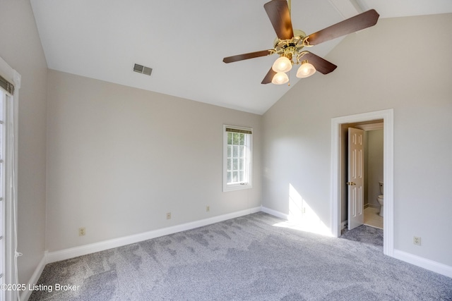 7202 Doe Crest Ct, Prospect, KY 40059 - carpeted empty room with vaulted ceiling and a ceiling fan