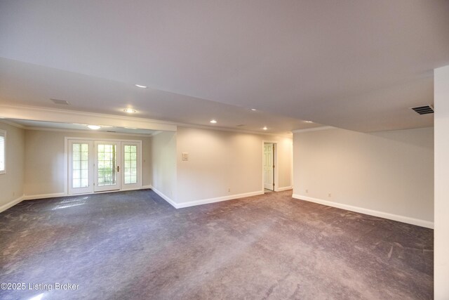 7202 Doe Crest Ct, Prospect, KY 40059 - carpeted empty room featuring crown molding and recessed lighting
