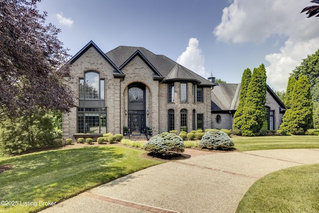 7202 Doe Crest Ct, Prospect, KY 40059 - french country home featuring a front lawn and brick siding