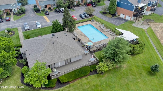 5503 Forest Lake Dr, Prospect, KY 40059 - aerial perspective of suburban area with a pool area