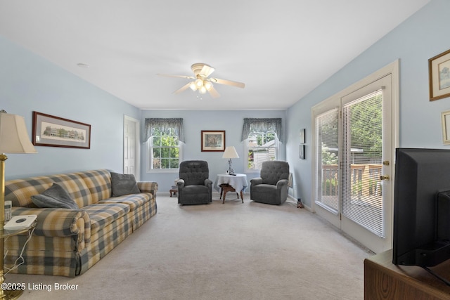 2628 Landor Ave, Louisville, KY 40205 - living room featuring carpet and ceiling fan