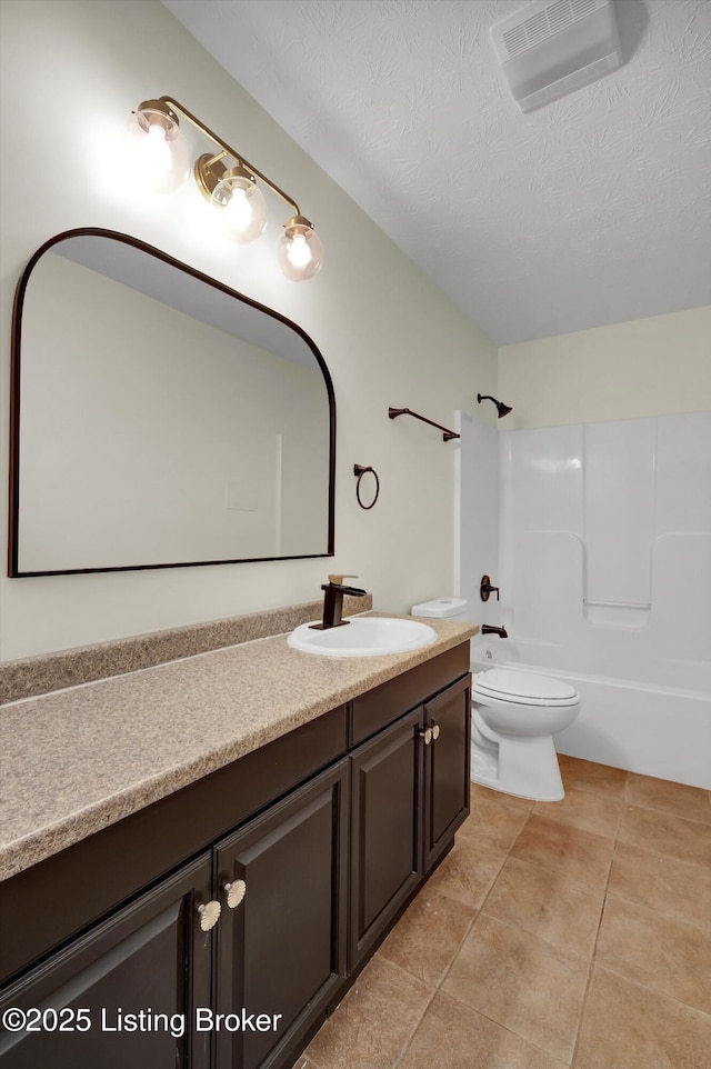 3107 Salt Lick Rd, Crestwood, KY 40014 - full bathroom featuring vanity, tile patterned floors, bathtub / shower combination, and a textured ceiling