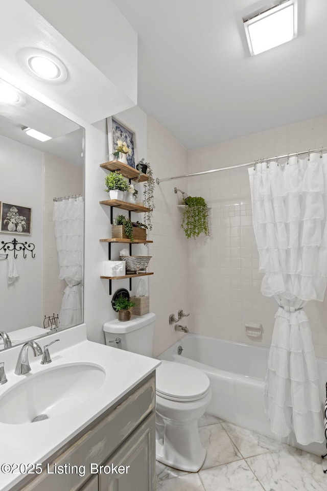 509 Oak Branch Rd, Louisville, KY 40245 - full bath with vanity, shower / tub combo, and marble look tile flooring