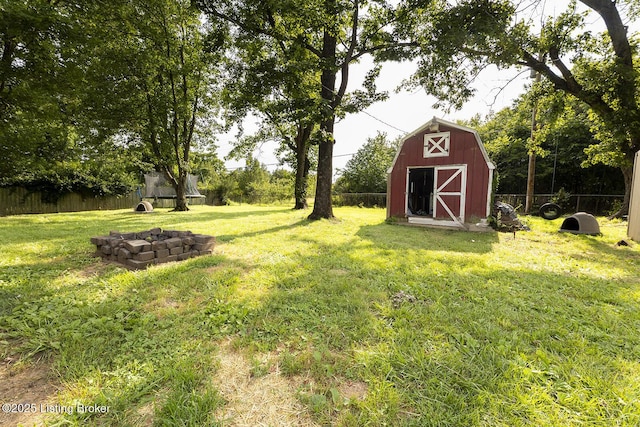 469 Ardmore Ln, Shelbyville, KY 40065 - view of yard with a barn, an outdoor fire pit, and an outdoor structure