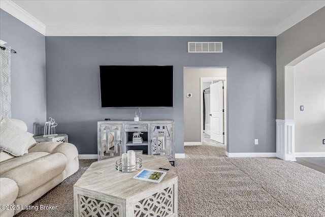 1105 Deer Fields Trce, La Grange, KY 40031 - carpeted living room with crown molding and baseboards