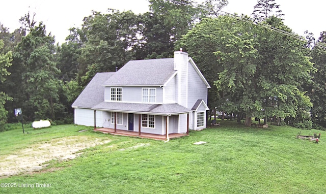 1707 N Stillwell Rd, Boston, KY 40107 - view of front of property featuring a chimney, a front yard, covered porch, and driveway