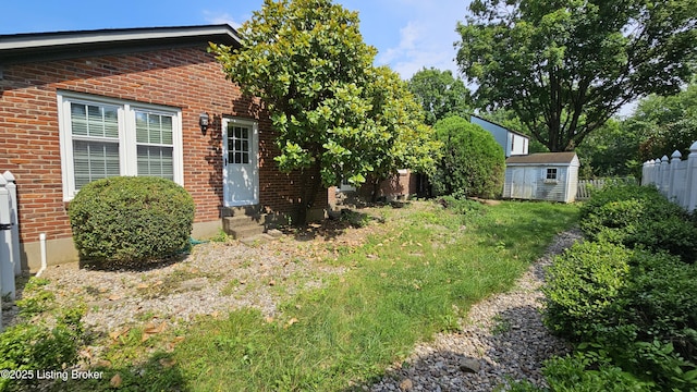 2804 Creekside Dr, Louisville, KY 40241 - view of yard with entry steps and a storage unit