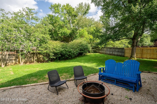 1403 Cadence Ct, Louisville, KY 40222 - fenced backyard featuring an outdoor fire pit and a patio area