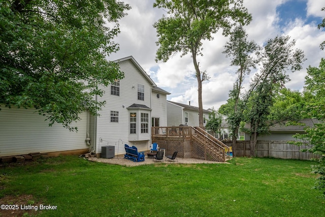 1403 Cadence Ct, Louisville, KY 40222 - rear view of house featuring a wooden deck and stairway