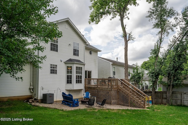 1403 Cadence Ct, Louisville, KY 40222 - back of property featuring a deck, stairs, a patio area, and a fire pit