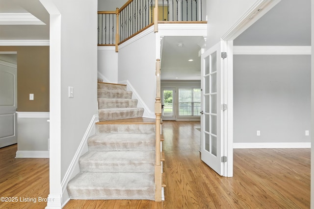 3416 Sasse Way, Louisville, KY 40245 - staircase featuring wood finished floors and ornamental molding