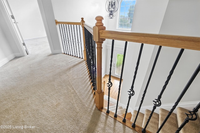 3416 Sasse Way, Louisville, KY 40245 - staircase with carpet floors and a chandelier