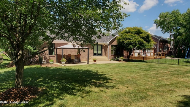 4318 Juniper Forest Pl, Louisville, KY 40245 - back of house featuring a gazebo, brick siding, and a patio area