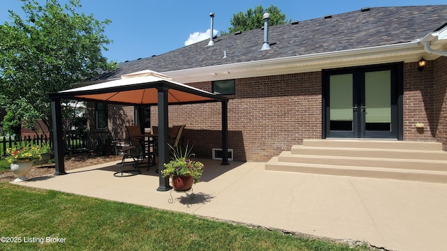 4318 Juniper Forest Pl, Louisville, KY 40245 - view of patio / terrace featuring french doors, a gazebo, and entry steps