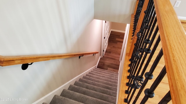 4318 Juniper Forest Pl, Louisville, KY 40245 - stairs featuring baseboards and wood finished floors