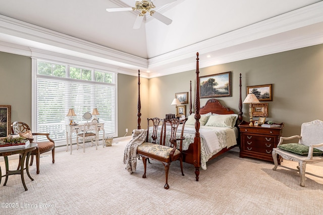 15018 Forest Oaks Dr, Louisville, KY 40245 - bedroom with light colored carpet, ornamental molding, and ceiling fan