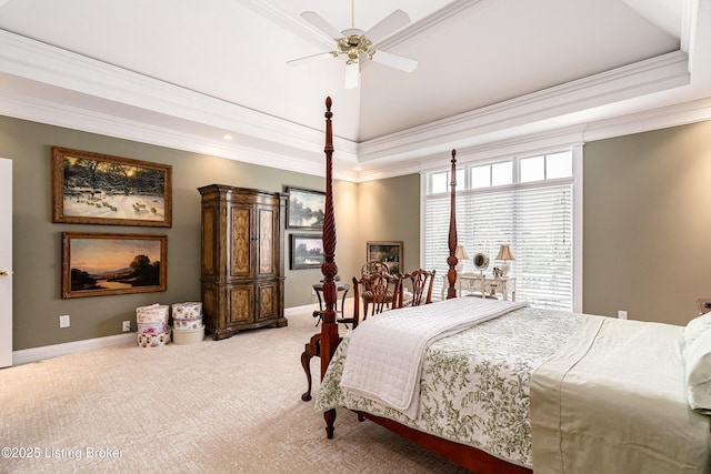 15018 Forest Oaks Dr, Louisville, KY 40245 - bedroom with crown molding, carpet, a raised ceiling, and a ceiling fan